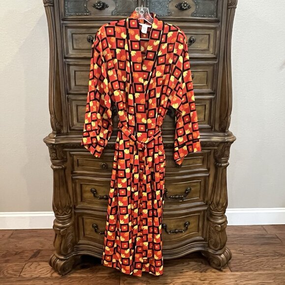 Josie by Natori Women's 3 Piece Pajama & Robe Set Large Button Front Top Pants L - Picture 10 of 16